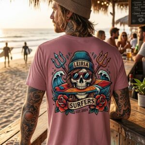 T-Shirt Tattoo Surf - Cor Rosa Velho
